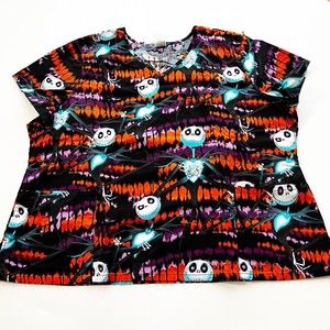 Disney The Nightmare Before Christmas Jack Skellington Scrub Top Sz 3XL Pockets